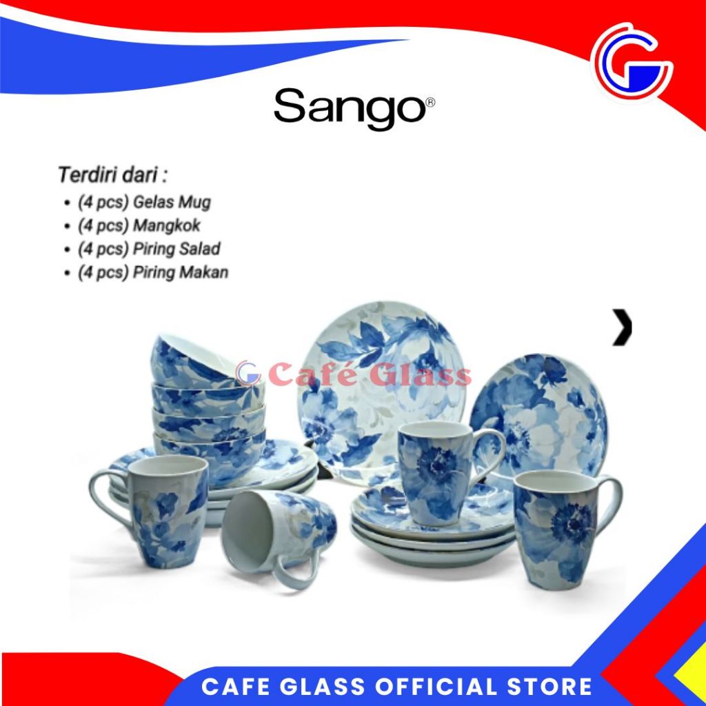 DINNER SET SANGO | PIRING SET KERAMIK | MAGKOK SET SET KERAMIK | SET HAMPERS SANGO PARADISE BLUE