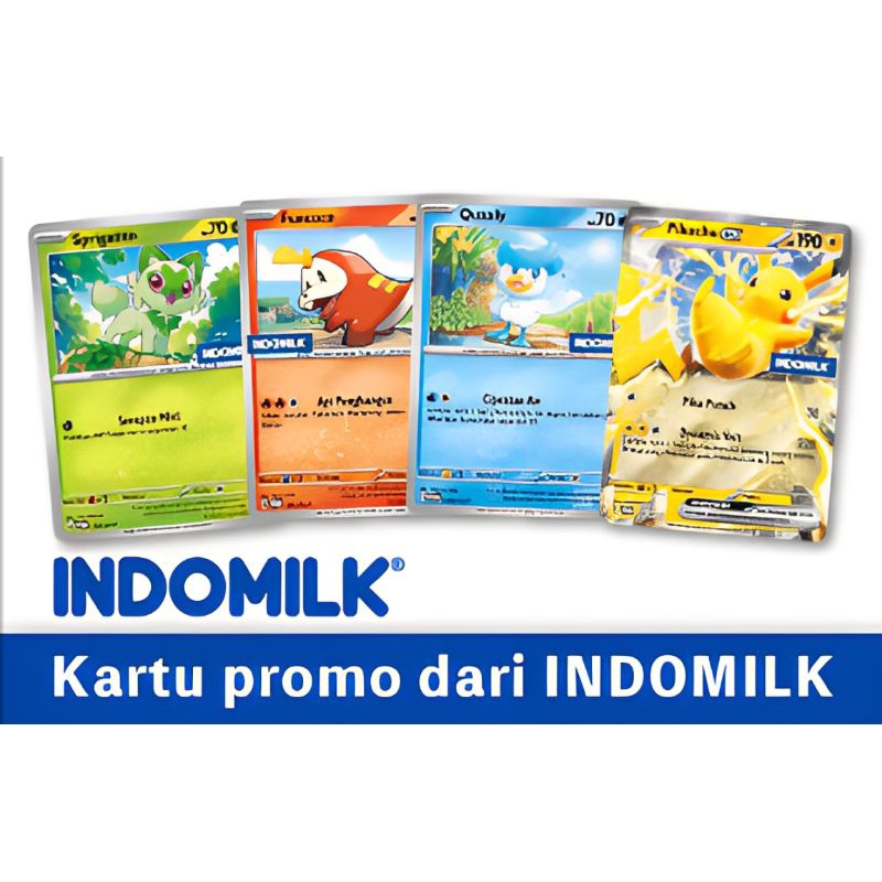 Indomilk Kids x Pokemon Collection Trading Card Games Kartu Promo TCG Indonesia Pikachu ex Quaxly Fu