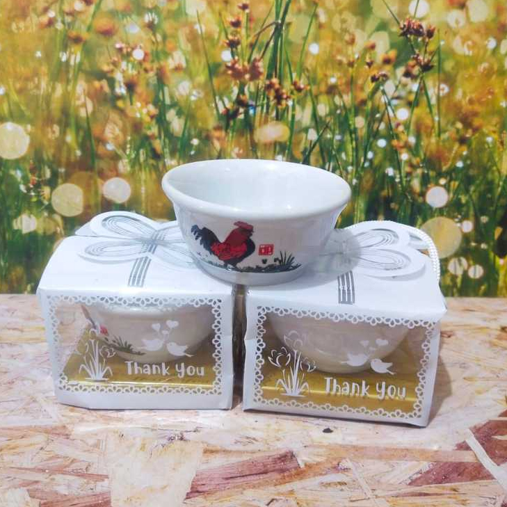 50pcs ~ Souvenir Mangkok Ayam Jago mini Kemas Box mika//Souvenir pernikahan murah