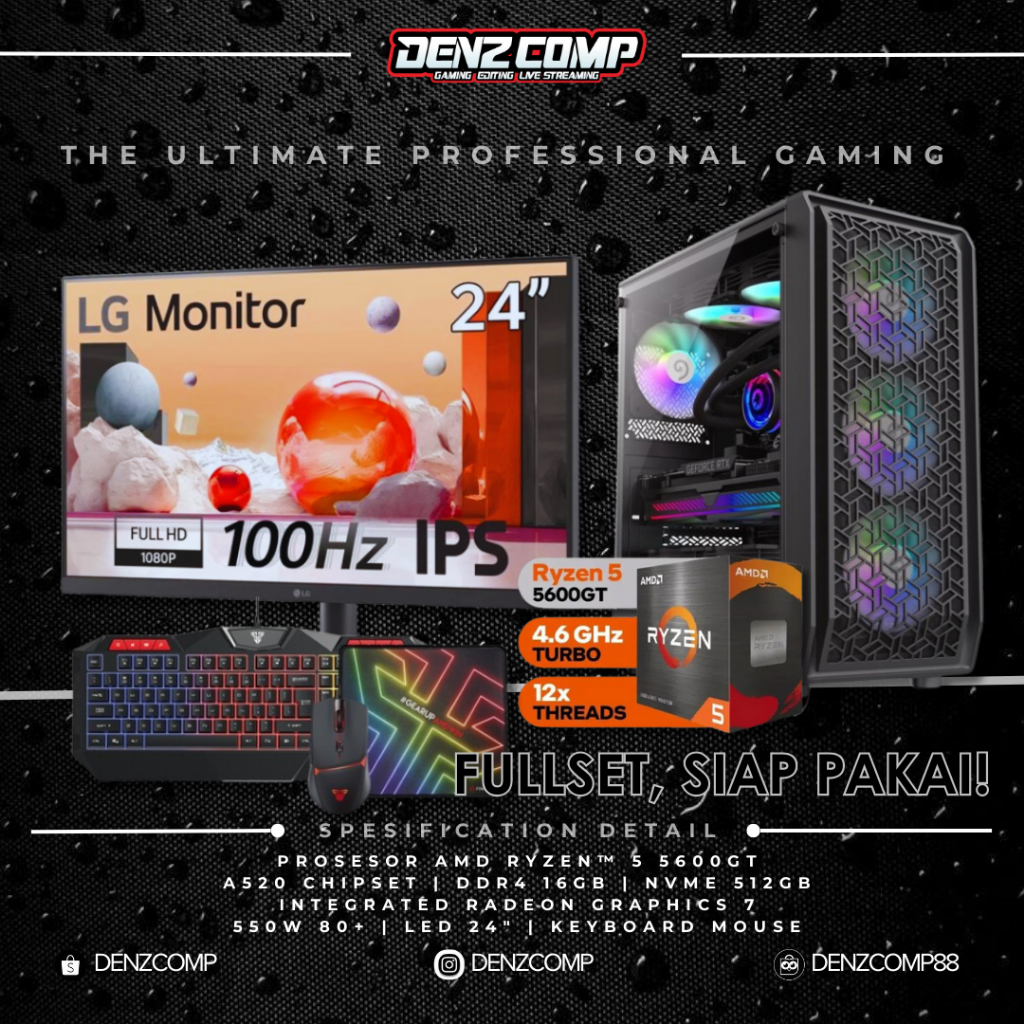 PAKET PC LENGKAP RYZEN 5 5600GT + MONITOR 24 INCH