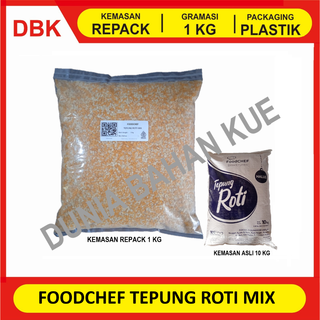 

FOODCHEF TEPUNG ROTI CAMPUR HALUS MIX BREAD CRUMB / TEPUNG PANIR PANKO MIX FOODCHEF - REPACK 1 KG