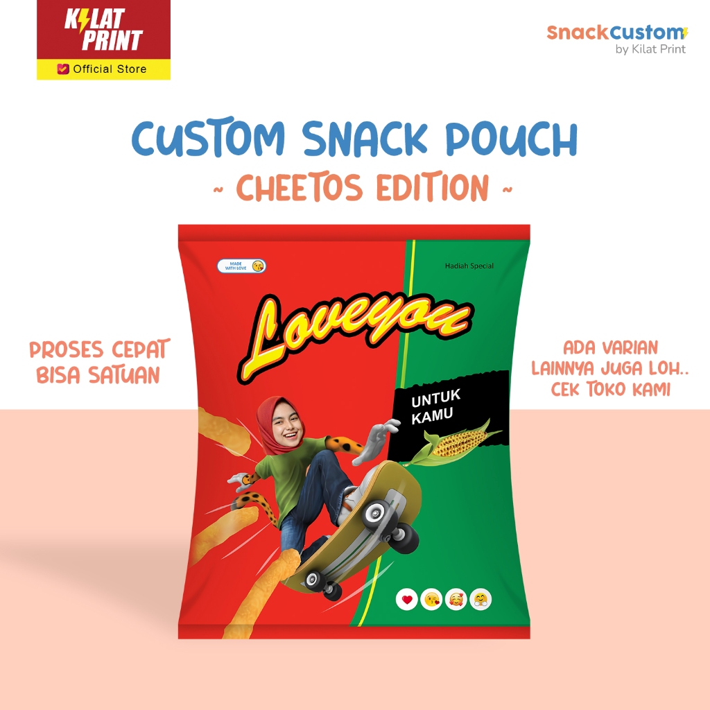 

Snack Custom Foto Teks Bungkus Pouch Jumbo Ala Cheetos
