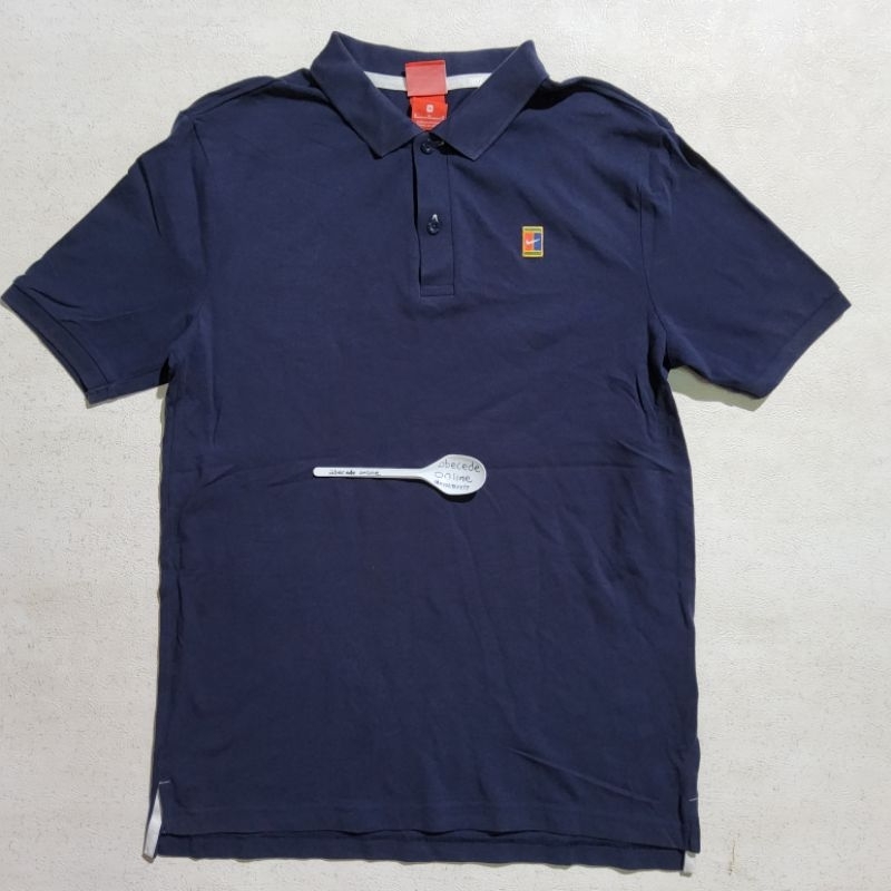NIKE biru tua COURT TENNIS polo shirt size M
