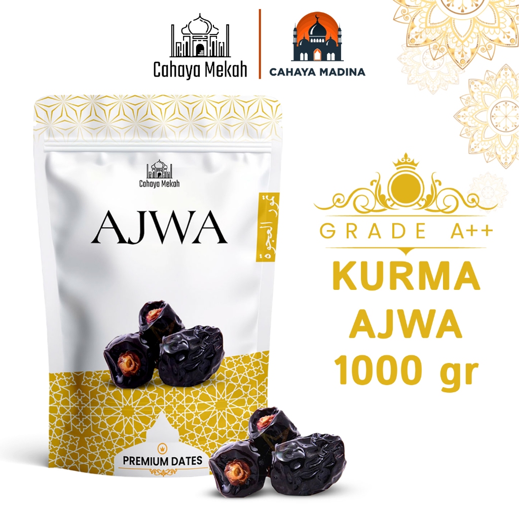 

Cahaya Madinah Kurma Ajwa Premium 1 Kg Pouch Kurma Madinah / Kurma Nabi Super High Quality