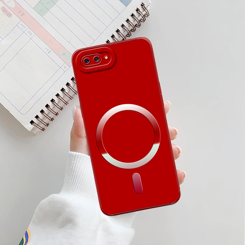 Softcase Pro Camera Case Hp OPPO A3S / REALME C1 Fashion Softcase Case MAGSAFE TOMBOL Terbaru  - Unt