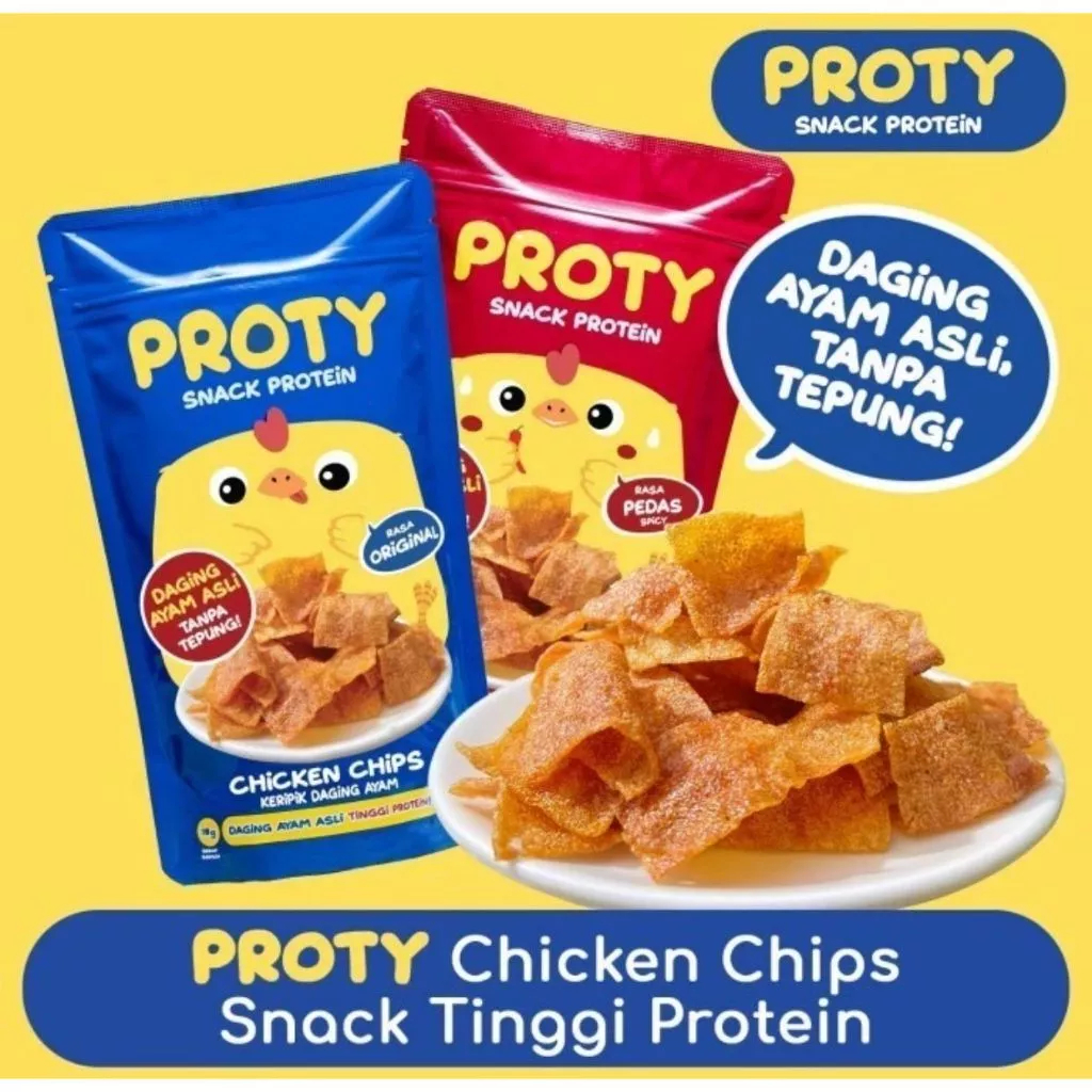 

Snack Sehat PROTY Chicken Chips Original (1 pcs) - Keripik Daging Ayam Krispi - Snack Cemilan Protein Sehat