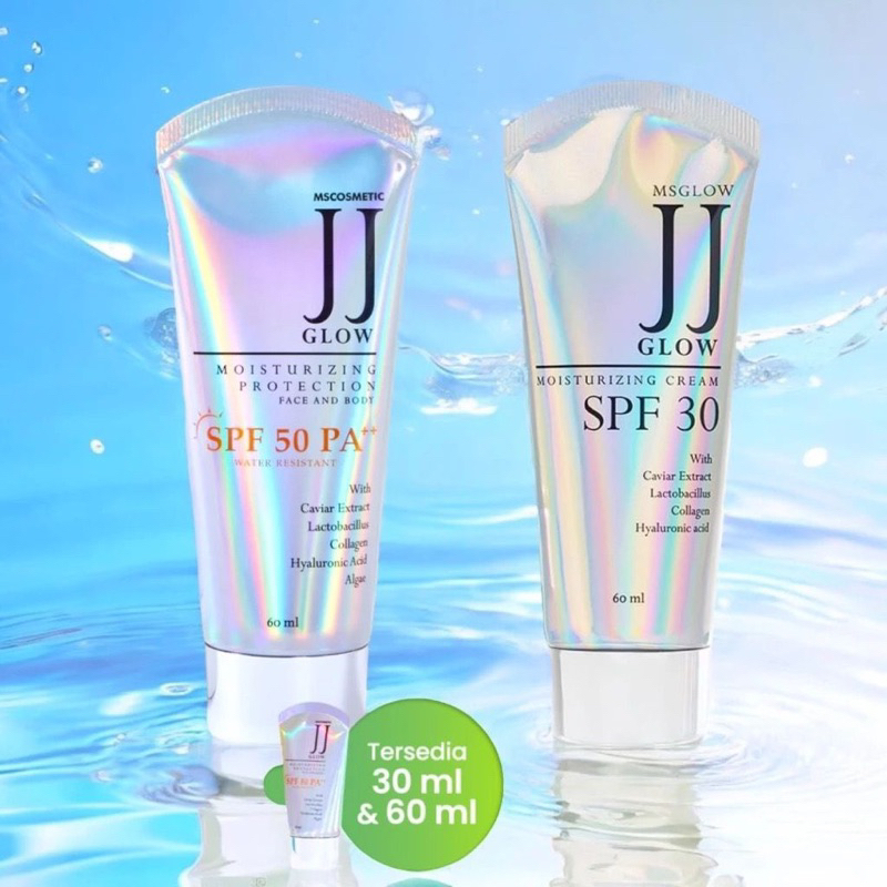 MS GLOW - SUNSCREEN JJ GLOW Mencerahkan aman untuk wajah jerawat TERSEDIA SPF 30 DAN SPF 50