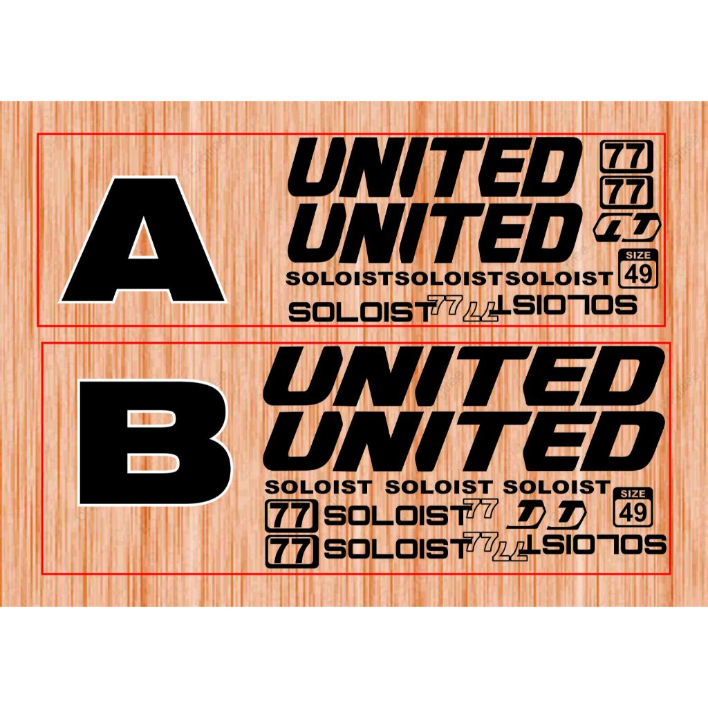 cutting sticker stiker sepeda Soloist 77 United Size 49