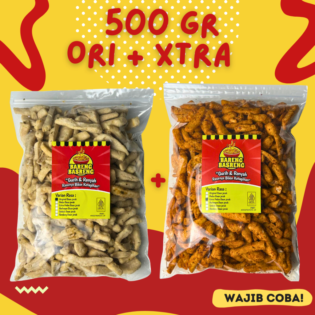 

Combo Basreng Original 500gr Basreng Xtra Pedas 500gr Camilan Jajanan Snack Basreng Pedas Daun jeruk