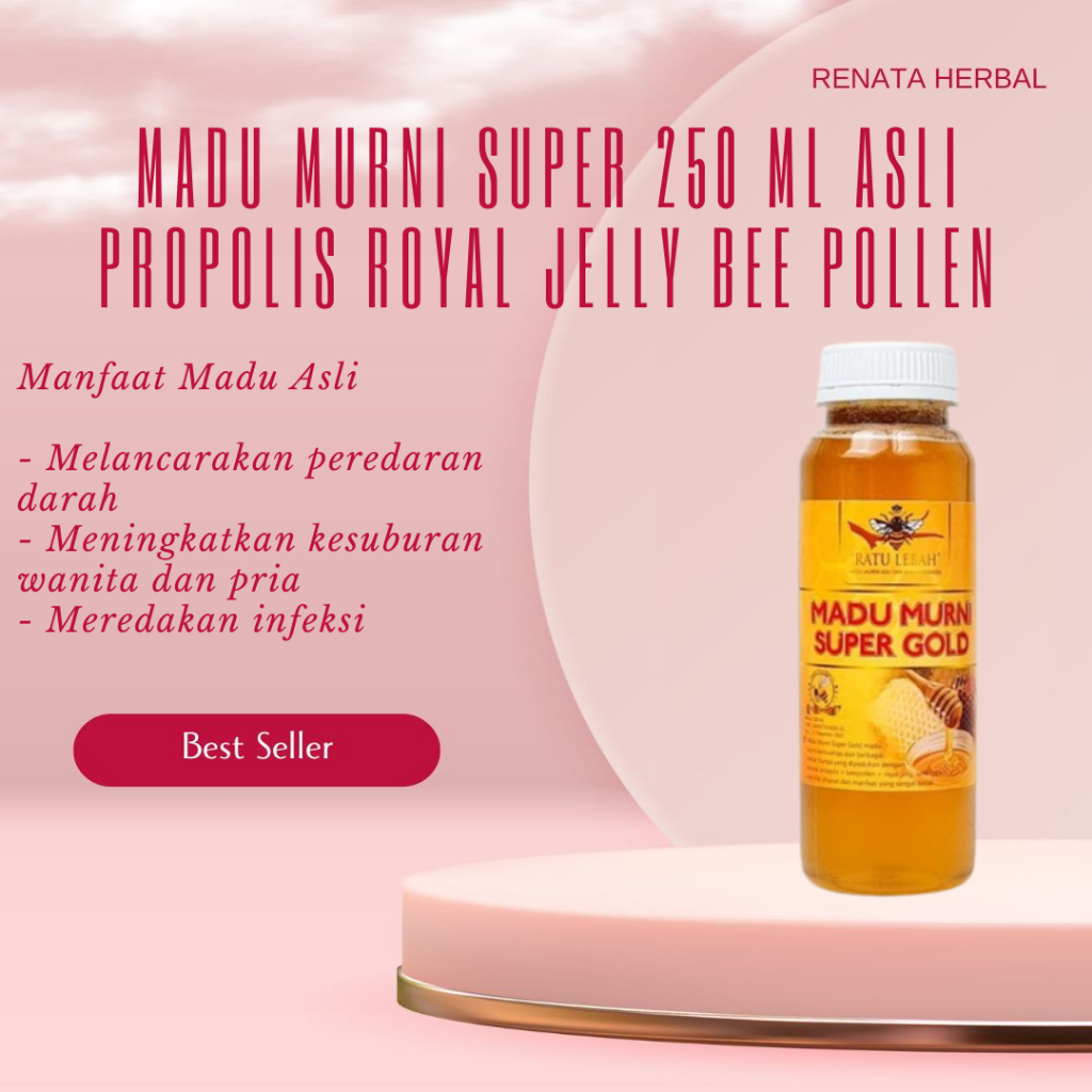 

Original Madu Murni Super 250 ml Asli Propolis Royal Jelly Bee Pollen Penyubur Kuat Tahan Lama