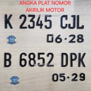 angka akrilik Huruf dan Angka timbul akrilik plat motor