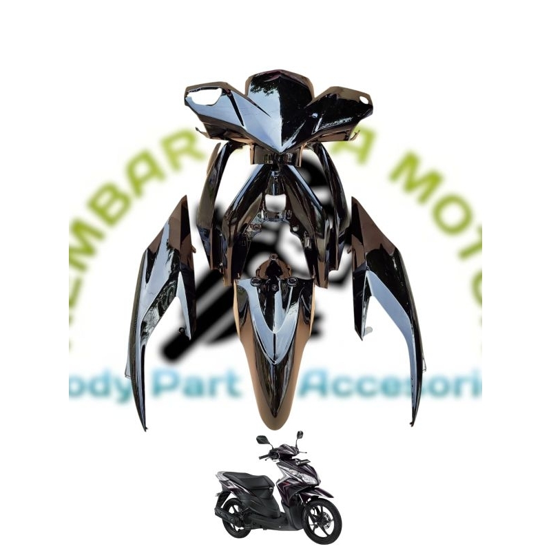 COVER FULL BODY HALUS HONDA VARIO TECNHO 110 KARBU 2009-2012 HITAM