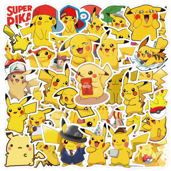 

50 One Piece, Pikachu Graffiti Personalized Cartoon Decoration DIY Stickers Waterproof