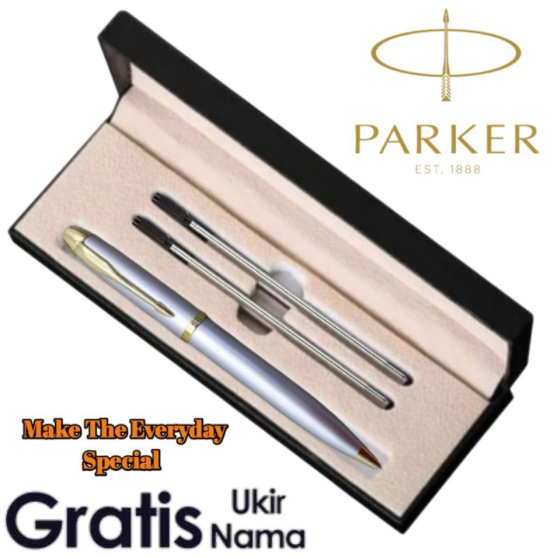 

Giftset Pen Hampers Kado Souvenir Pen Parker 2 Refill Gratis Grafir Nama/Logo