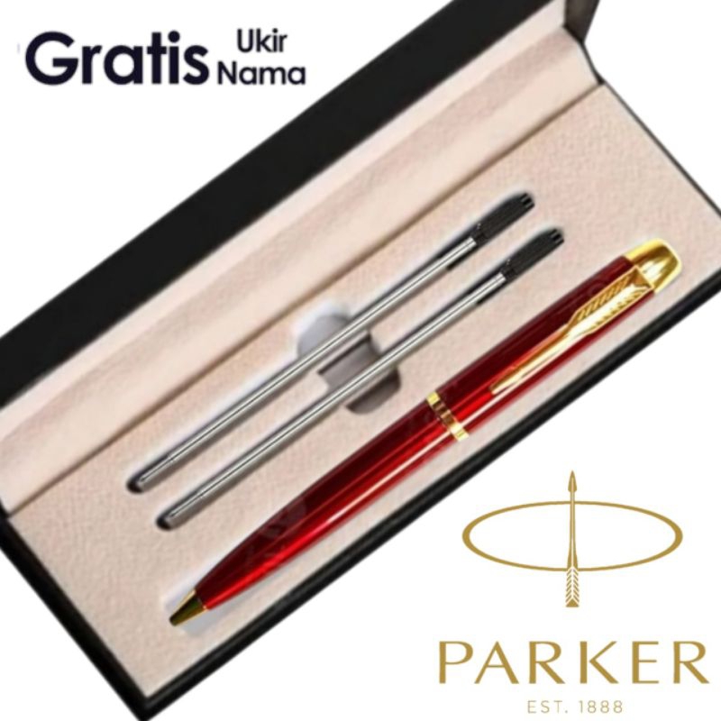 

Giftset Pulpen Mewah Hampers Souvenir Kado Pen Ballpoint Parker 2 Refill Gratis Grafir Nama/Logo