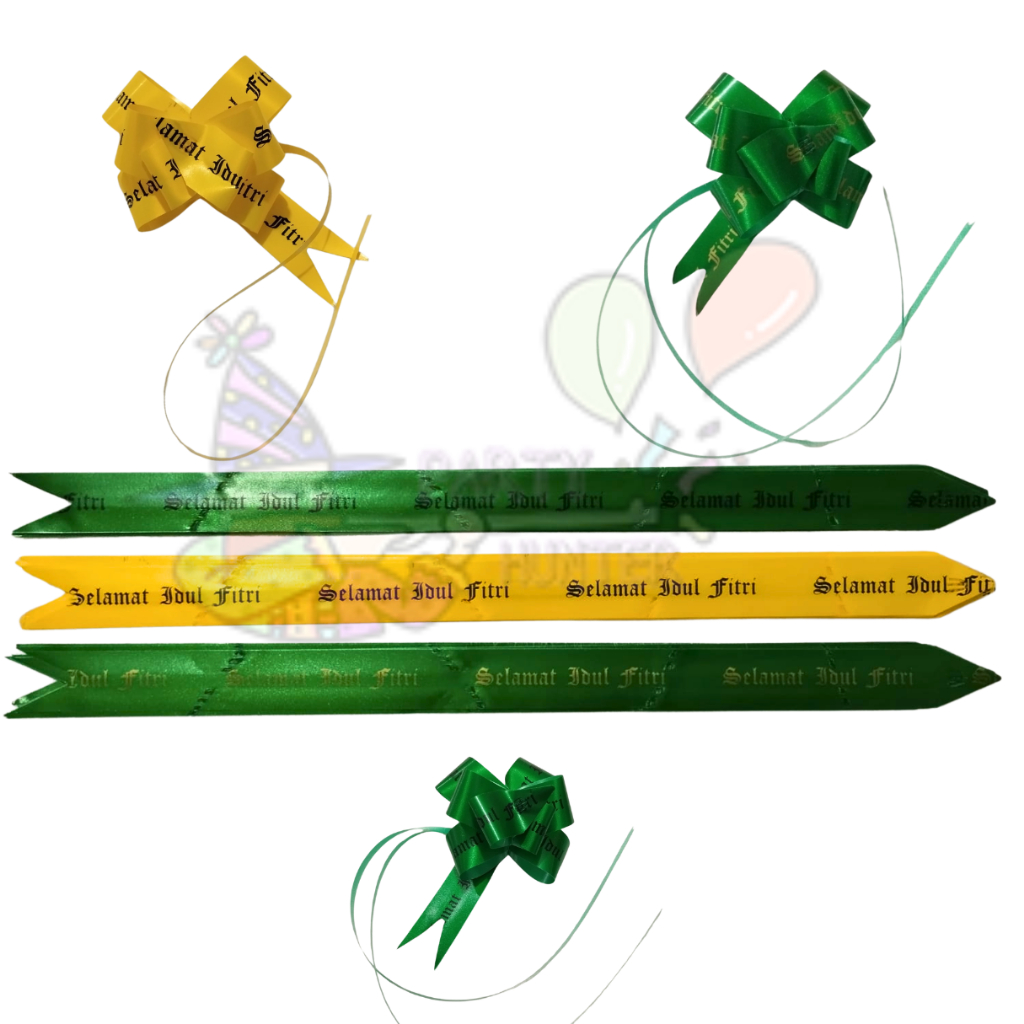 

10 Pcs - Pita Serut/Pita Tarik/ Pull Bow Lebaran/Idul Fitri 32 mm x 510 mm