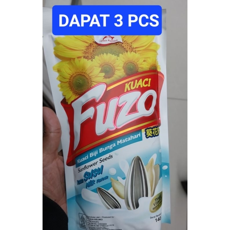 

KUACI Fuzo Kuaci Biji Bunga Matahari DAPAT 3 PCS Kuaci rasa SUSU