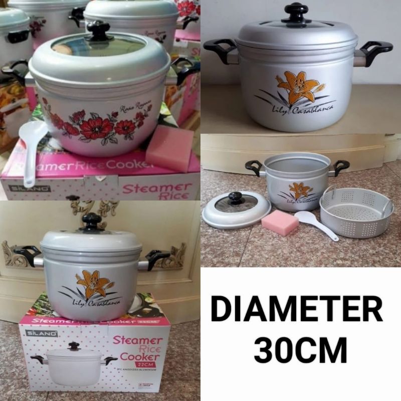 panci kukusan alumunium panci serbaguna tutup kaca MASPION 30cm