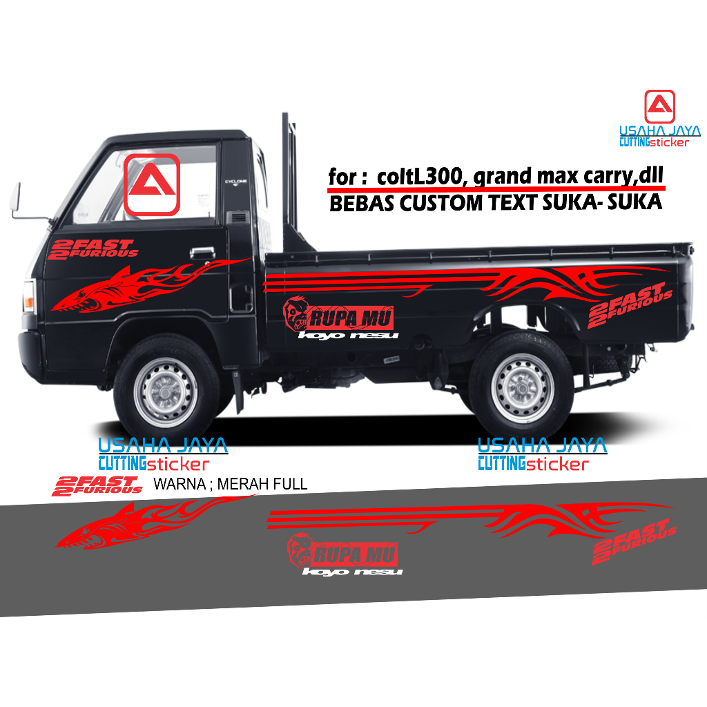 Cutting Stiker Mobil Pickup L300 Stiker Striping JET PICKUP L300 Stiker Mobil Pickup Mitsubishi L300