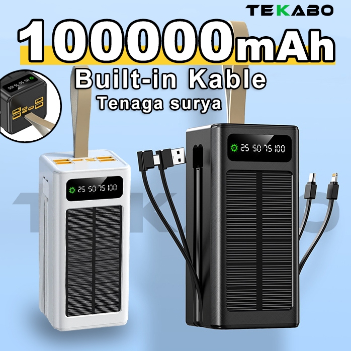 TEKABO Power Bank Tenaga Surya Powerbank 100000mah Powerbank Tenaga Matahari original Panel Surya