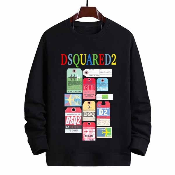Sweater Dsquared2 Crewneck Hitam Casual Unisex Bahan Black Cotton Fleece | READY STOCK LANGSUNG CO A