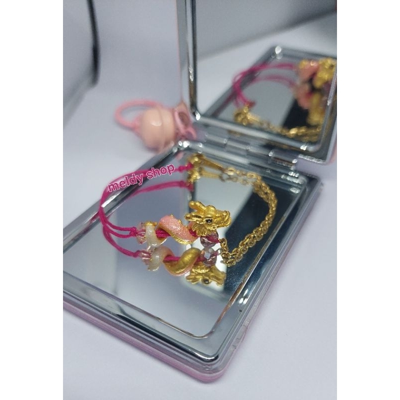 MELDY SHOP charm pixiu naga lilit warna gelang rantai stell / titanium lucky dragon emas asli 24k 99