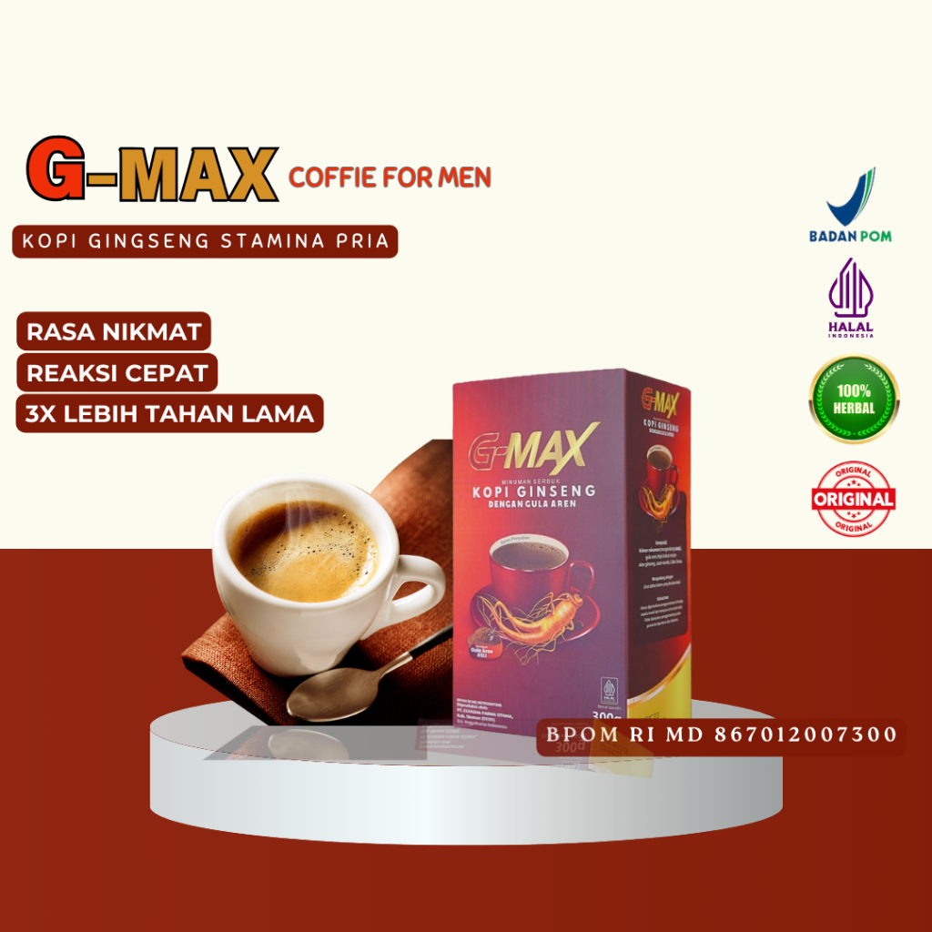 

BEST SELLER KOPI G-MAX KOPI STAMINA PRIA DEWASA TAHAN LAMA ORIGINAL BPOM KOPI EXTRA GINGSENG DARI HERBAL ALAMI BERKUALITAS PREMIUM