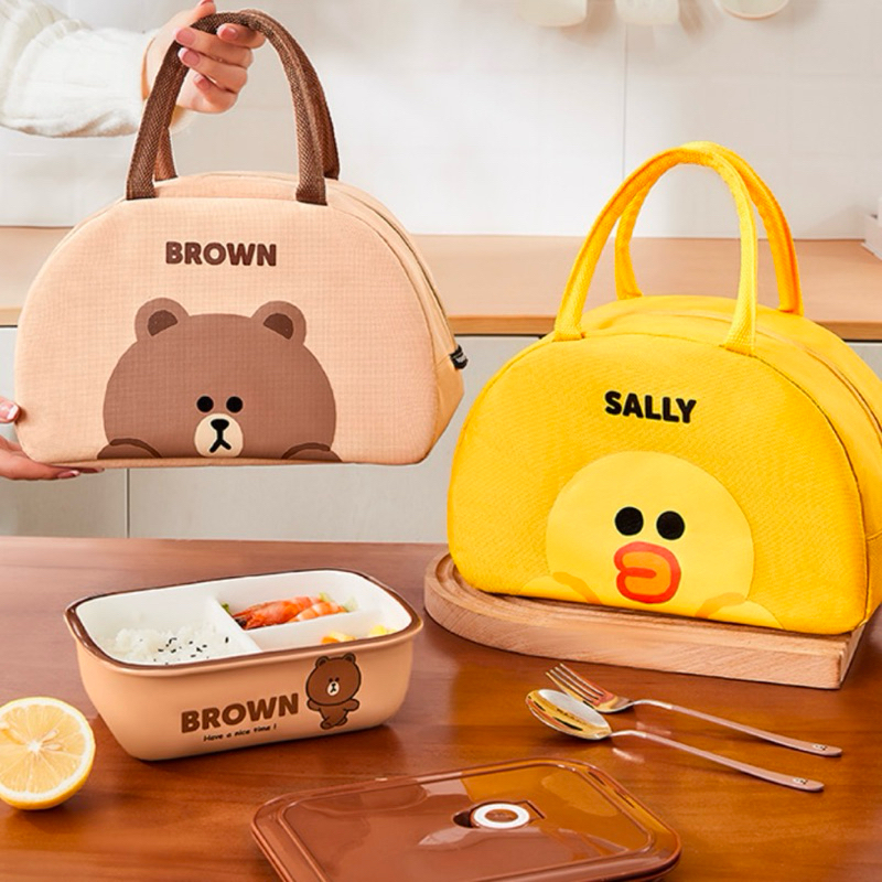 LUNCHBAG TAS BEKAL LINE FRIENDS BROWN CONY SALLY KOREAN TABLEWARE