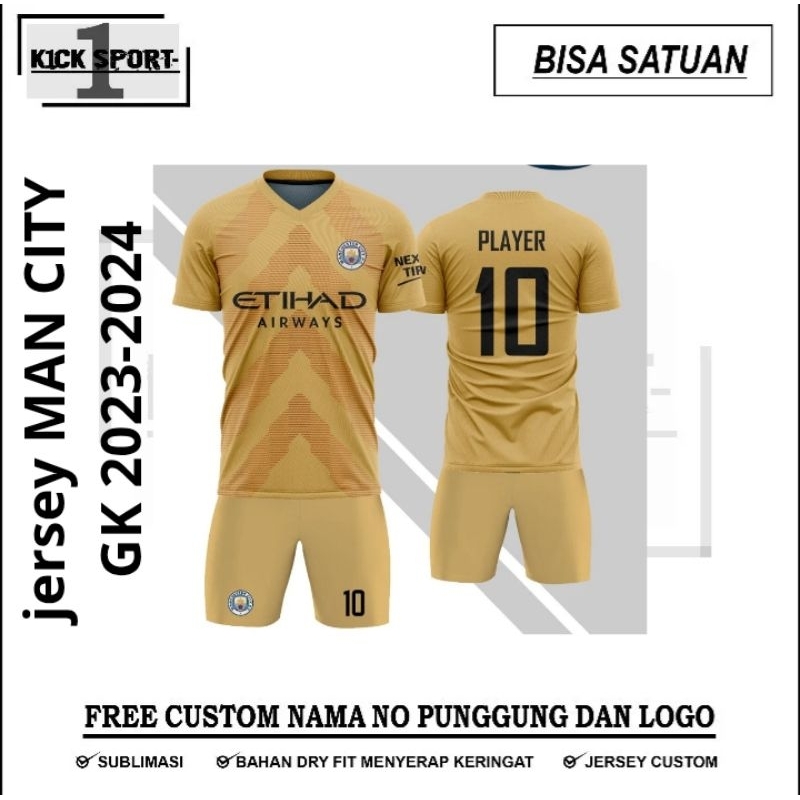 Jersey MAN CITY GK 2023-2024  Free Custom Nama dan Nomor Untuk Dewasa dan Anak Anak