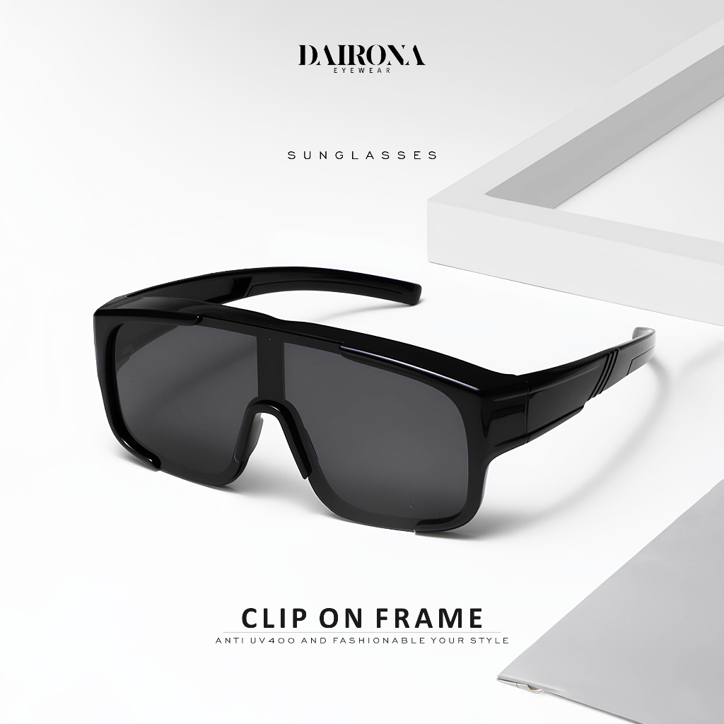 Dairona Eyewear Kacamata Hitam Sunglasses Clip On Frame Korea Trendy Pria Wanita Fashionable Polariz