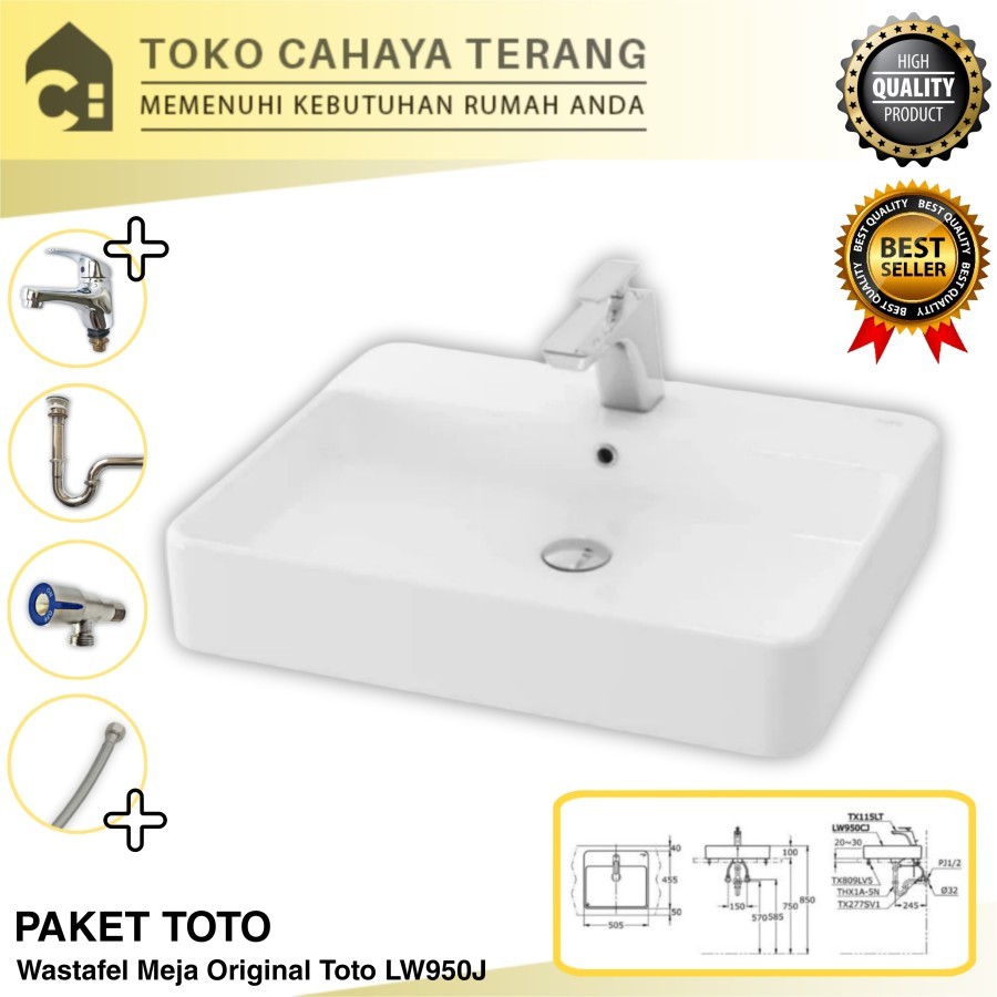 Paket Wastafel Toto Meja LW950J Komplit / Wastafel Original Toto