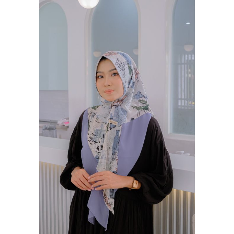 Ayyuby - Hijab Instan Puspa Abstrak Motif Softpad Antem Ceruty Babydoll Jilbab Kerudung Wanita Premi