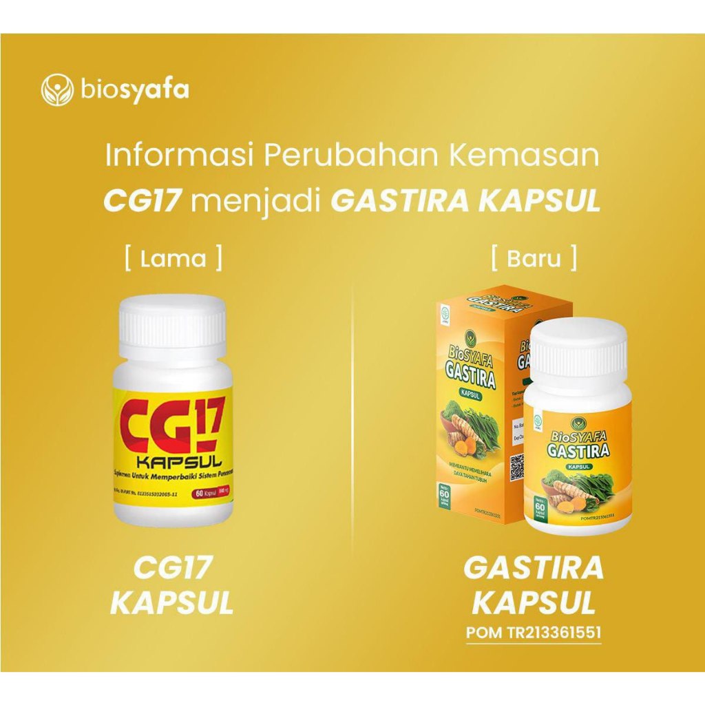 Biosyafa CG 17 Kapsul | Biosyafa G17 Untuk ASAM LAMBUNG NAIK, GERD DAN MAAG KRONIS