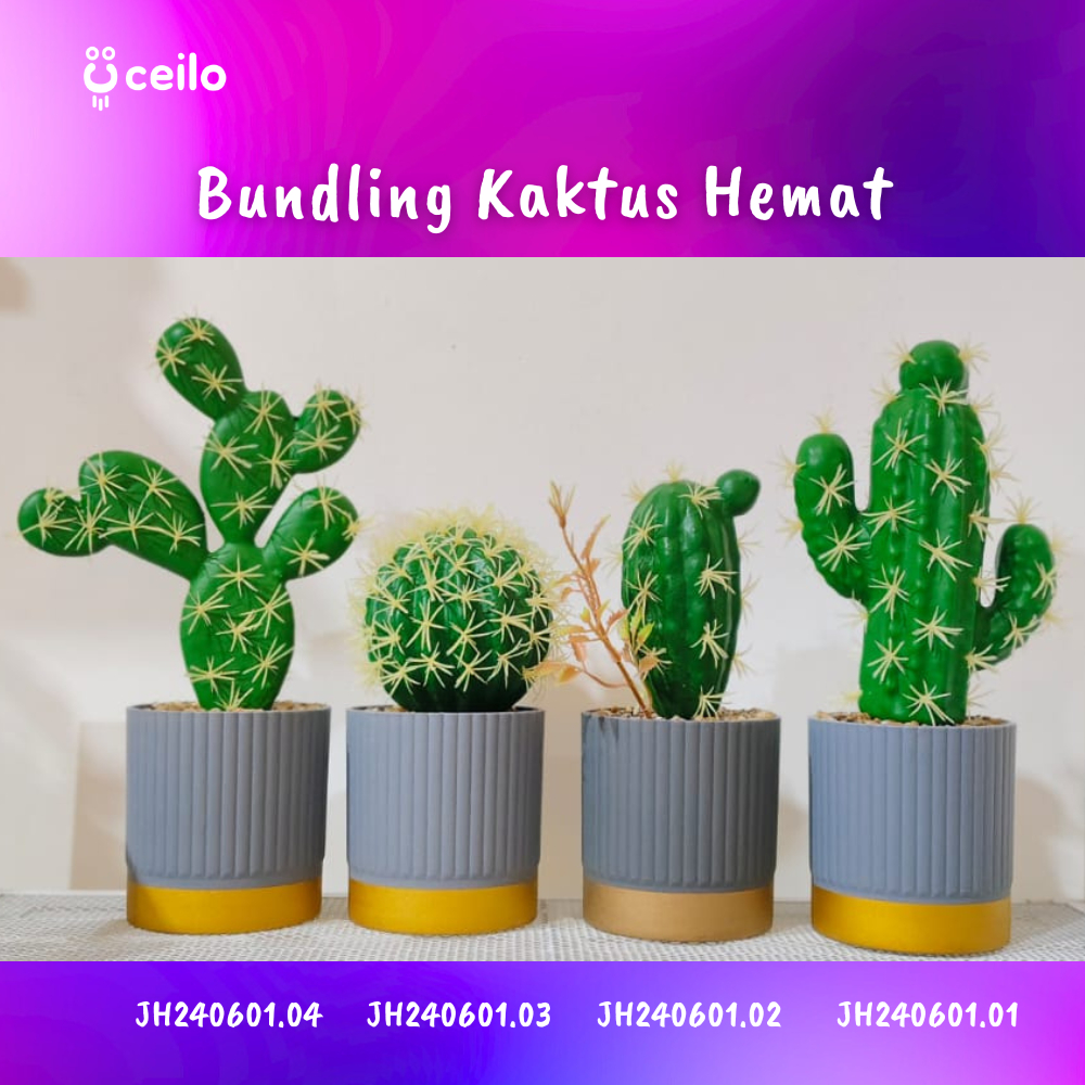 CEILO Bundling Kaktus Artificial | Bunga Hiasan Ruang Tamu | kaktus palsu aesthetic | tanaman hias p