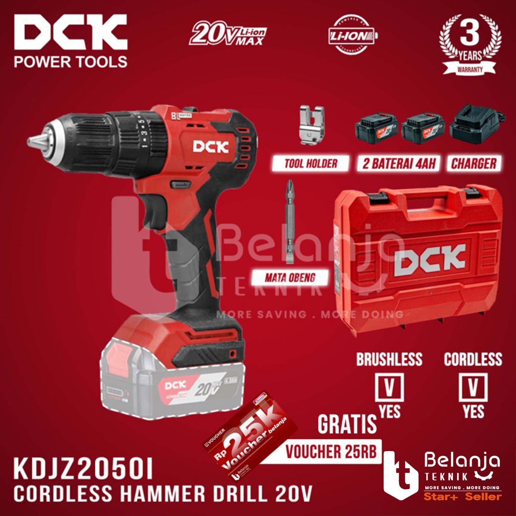 DCK Cordless Hammer Drill KDJZ2050i DM 20V Bor Impact Baterai 13 MM KDJZ2050i DM KDJZ 2050 KDJZ2050