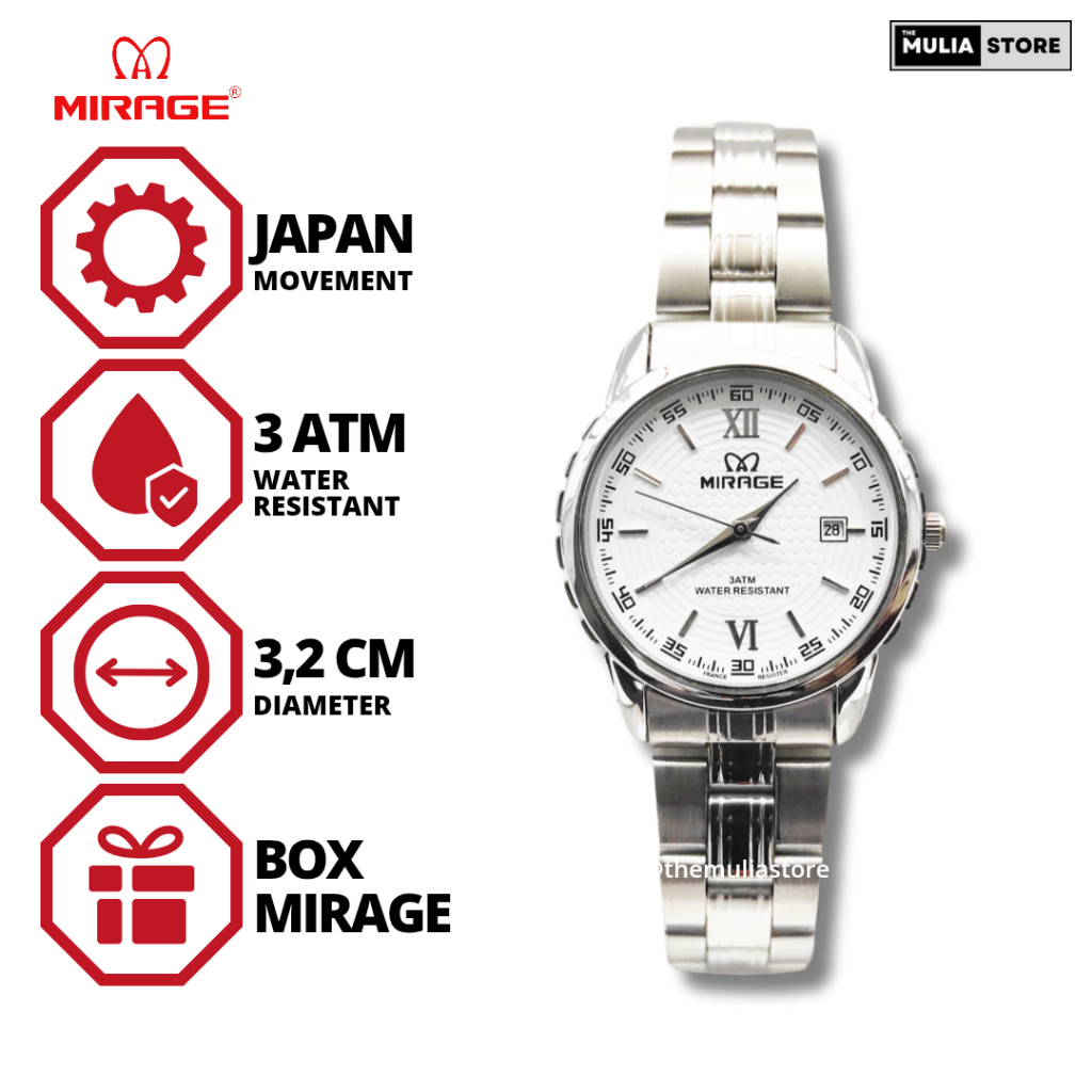 MIRAGE Jam Tangan Wanita Mirage Original 8267 BRP L Tanggal Analog