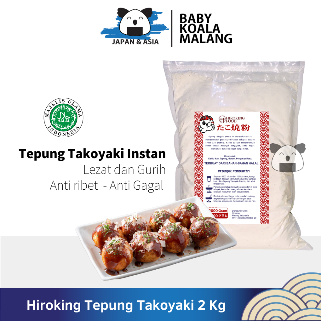 

HIROKING FOOD Tepung Takoyaki Premix Instan 2000 g Halal -MLG