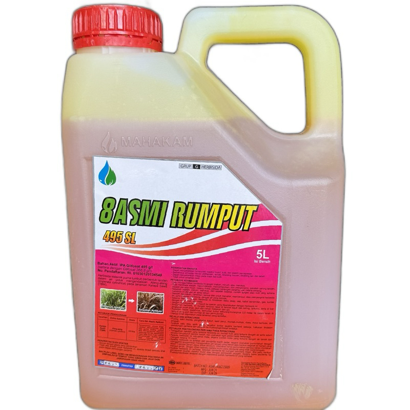 HERBISIDA BASMI RUMPUT 495 SL 5 LITER MAHAKAM/RACUN SISTEMIK KUNING GULMA LEBAR DAN RUMPUT 5L SAWIT