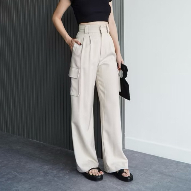 celana cargo highwaist wanita /celana cargo/cargo pants/celana kekinian
