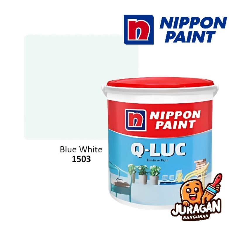 Nippon Paint Cat Tembok QLUC 1503 Blue White | Cat Dinding Q-LUC 18kg Biru Muda Blue White | Cat Dal