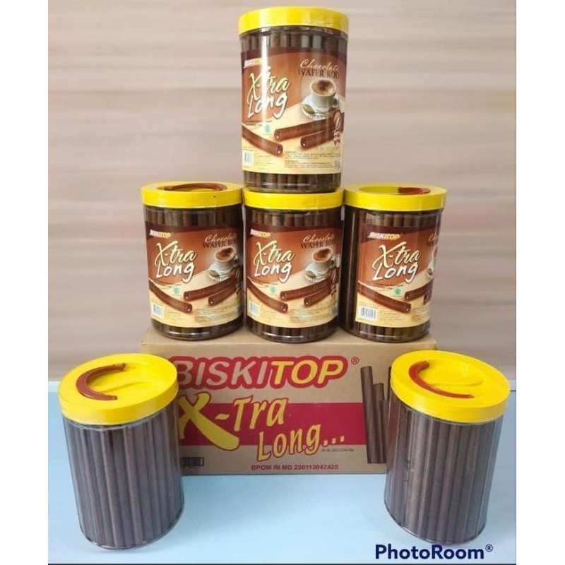 

Biskitop Chocolate Wafer Roll | X-tra Long | Astor Coklat Kemasan Toples 700gr