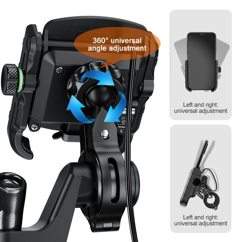 Holder motor hp waterproof charger usb QC 3.0 stang / spion motor M8 - M8S