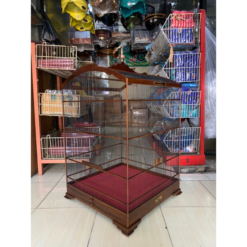 SANGKAR KANDANG MURAI KOTAK JATI 55x55 dan 58x58cm RUJI FIBER