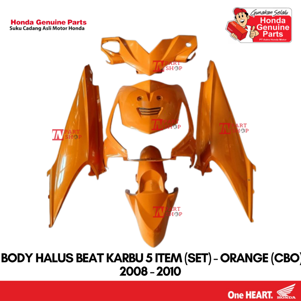 Paket Cover Body Halus Orange Set (5 item) Original - BeAT Karbu Gen 1 2008 - 2010 (KVY)