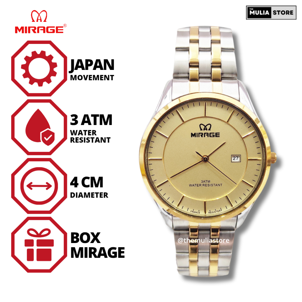 MIRAGE Jam Tangan Pria Mirage Original 8544 BRP M Tanggal Analog