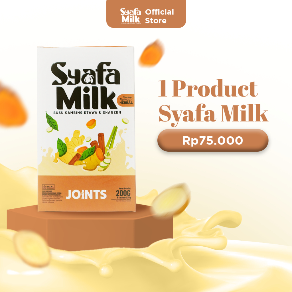 

SyafaMilk, Susu Kambing Etawa & Shaneen untuk Kesehatan Sendi & Tulang (1 Box / 8 Sachet)