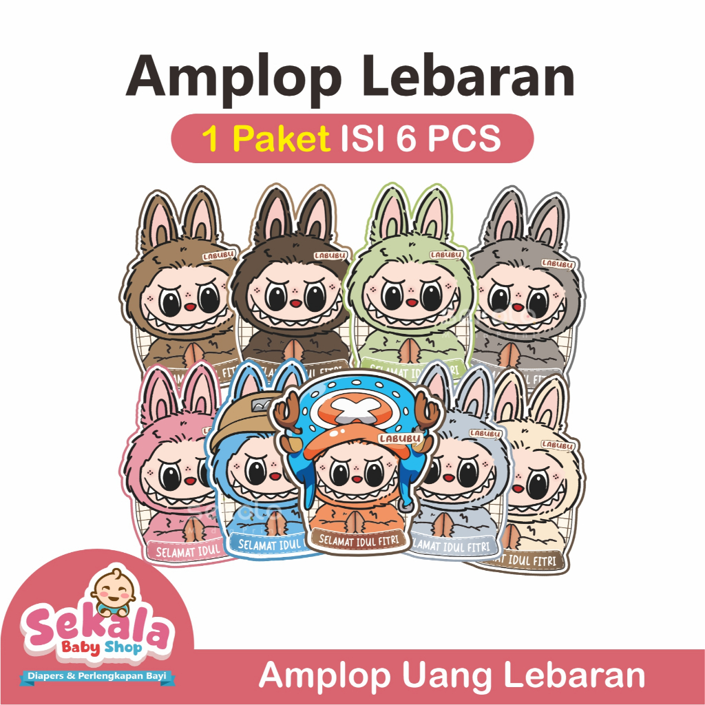 

(Paket Isi 6 PCS) Amplop Uang Lebaran Anak Labubu
