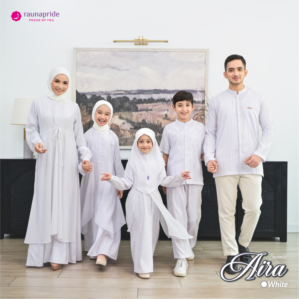 Rauna Pride - Baju Muslim - Sarimbit Aira White