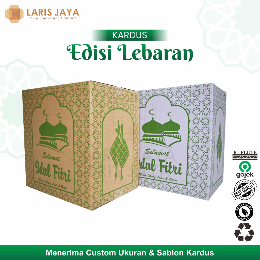 

Kardus Dus - Box Sembako Parcel Lebaran Motif Idul Fitri - Batik / Gift Box 31 x 21 x 31 cm