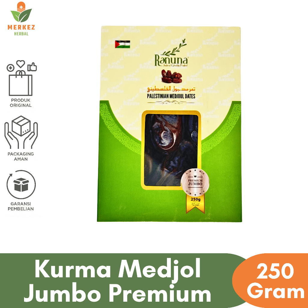 

Kurma Medjool Palestina Jumbo 250 Gram Premium Quality | Korma Medjol Dates Asli 100% Original